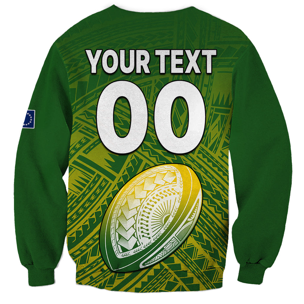 (Custom Text And Number) The Kuki's Cook Islands Rugby Sweatshirt Be Unique Vibe Green LT9 - Polynesian Pride