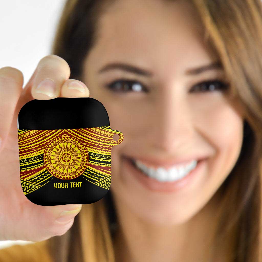Personalised Tonga Ha apai High School AirPods Case Ngatu Fonulei Pattern - Polynesian Pride