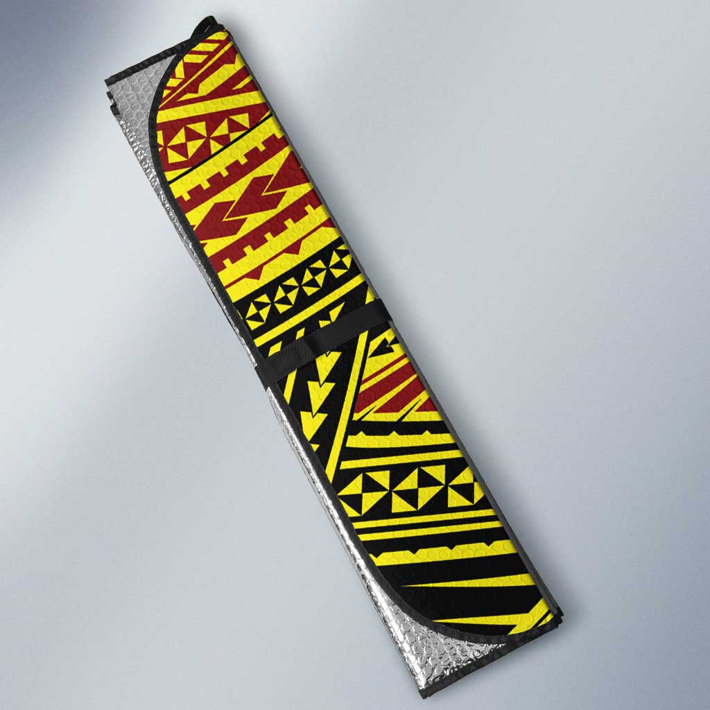 Personalised Tonga Ha apai High School Auto Sun Shade Ngatu Fonulei Pattern - Polynesian Pride