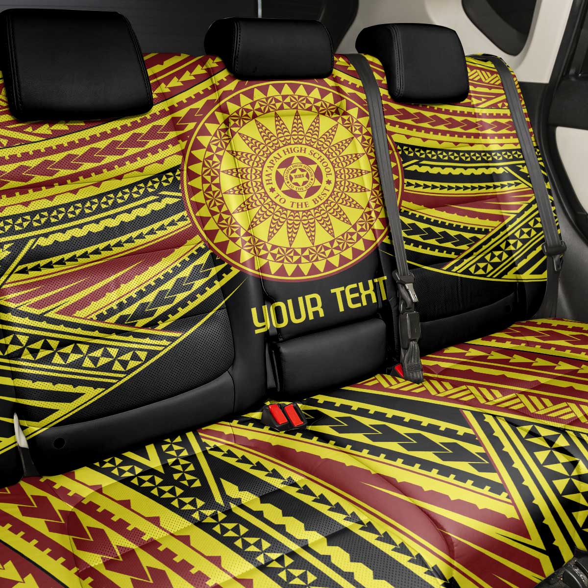 Personalised Tonga Ha apai High School Back Car Seat Cover Ngatu Fonulei Pattern