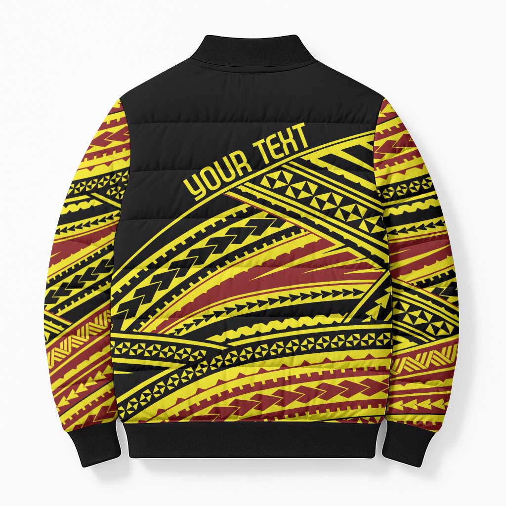 Personalised Tonga Ha apai High School Bomber Puffer Jacket Ngatu Fonulei Pattern - Polynesian Pride