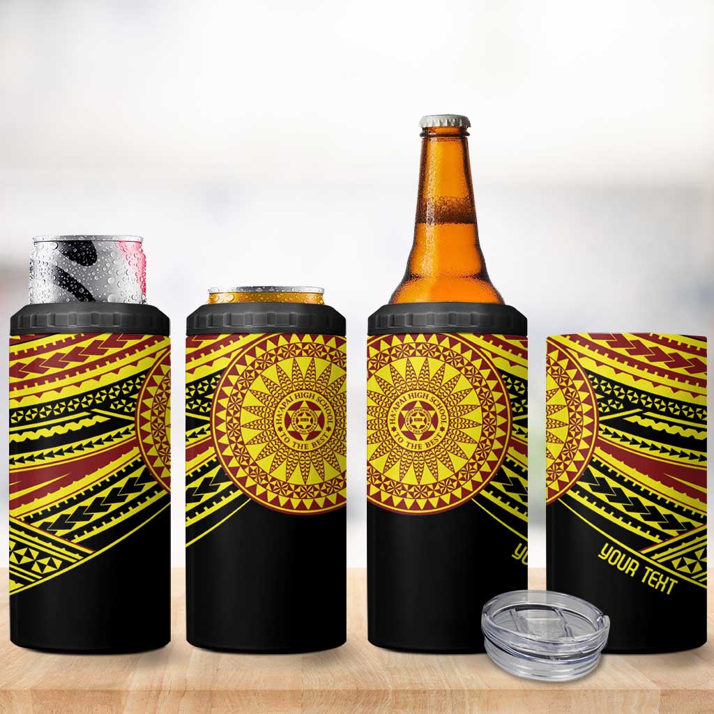 Personalised Tonga Ha apai High School 4 in 1 Can Cooler Tumbler Ngatu Fonulei Pattern