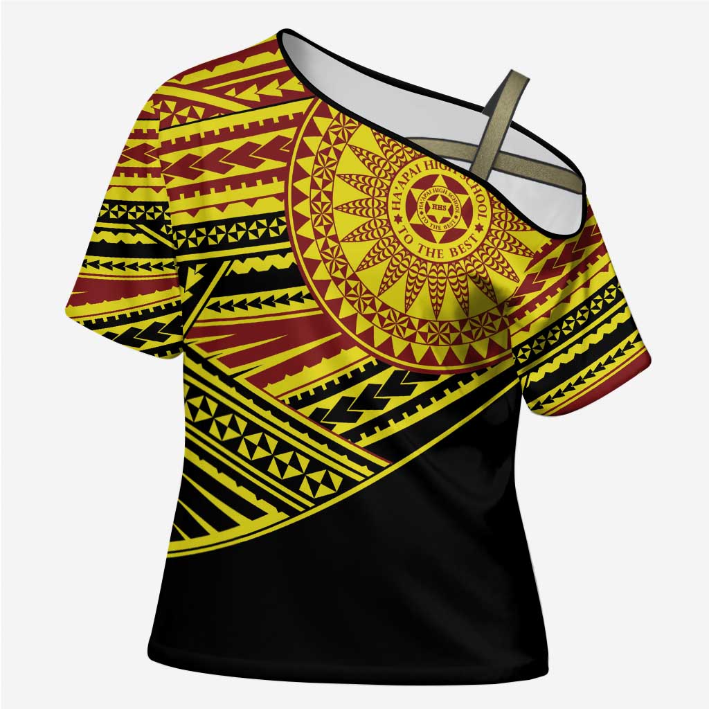 Personalised Tonga Ha apai High School Cross Shoulder Shirt Ngatu Fonulei Pattern - Polynesian Pride