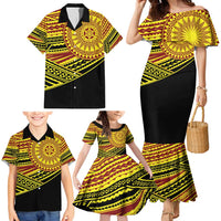 Personalised Tonga Ha apai High School Family Matching Mermaid Dress and Hawaiian Shirt Ngatu Fonulei Pattern