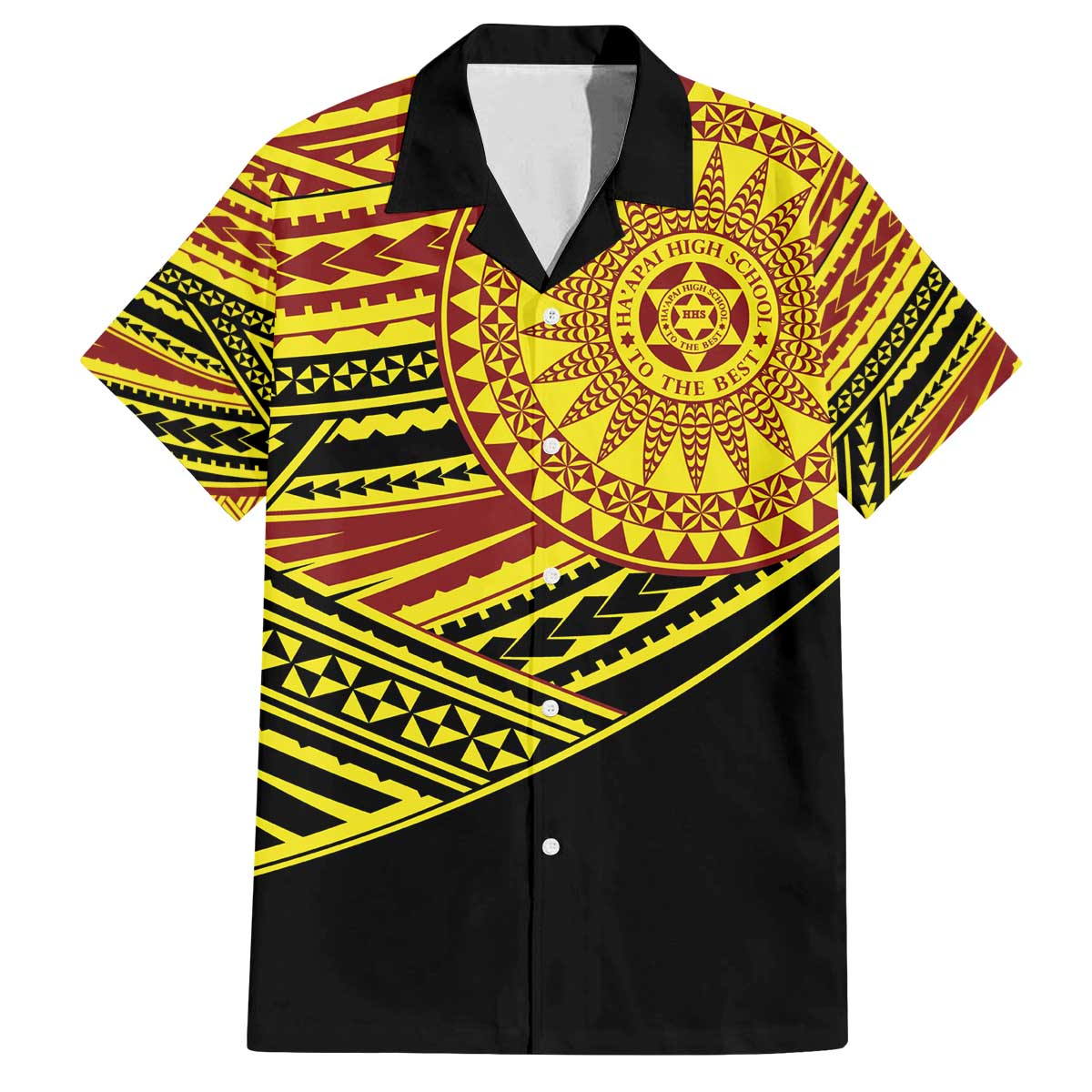 Personalised Tonga Ha apai High School Family Matching Off The Shoulder Long Sleeve Dress and Hawaiian Shirt Ngatu Fonulei Pattern