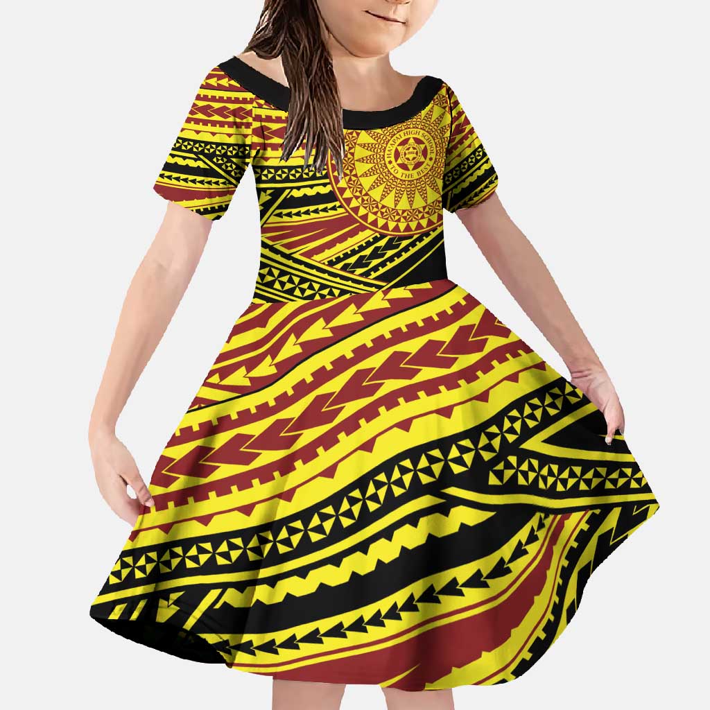 Personalised Tonga Ha apai High School Family Matching Off Shoulder Maxi Dress and Hawaiian Shirt Ngatu Fonulei Pattern