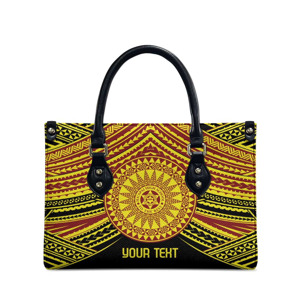 Personalised Tonga Ha apai High School Leather Bag Ngatu Fonulei Pattern - Polynesian Pride