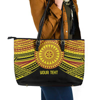 Personalised Tonga Ha apai High School Leather Tote Bag Ngatu Fonulei Pattern
