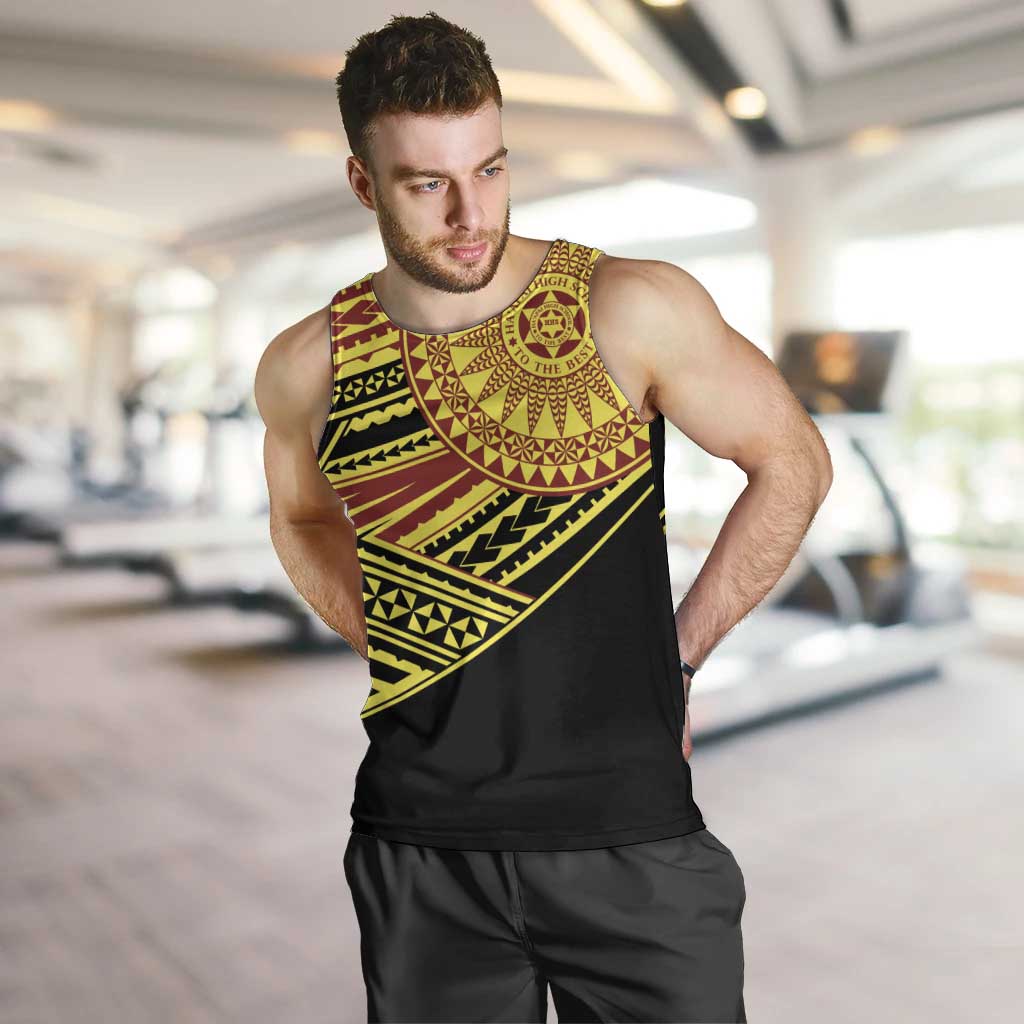 Personalised Tonga Ha apai High School Men Tank Top Ngatu Fonulei Pattern