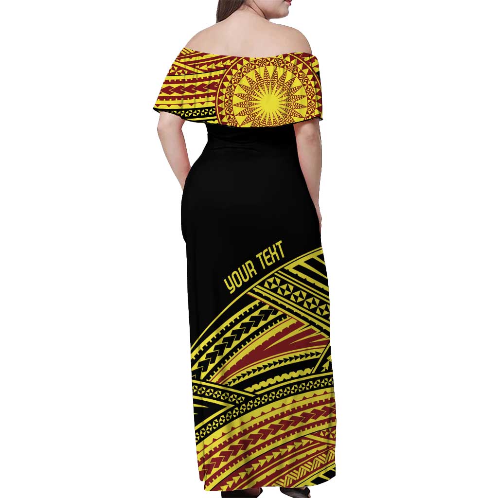 Personalised Tonga Ha apai High School Off Shoulder Maxi Dress Ngatu Fonulei Pattern