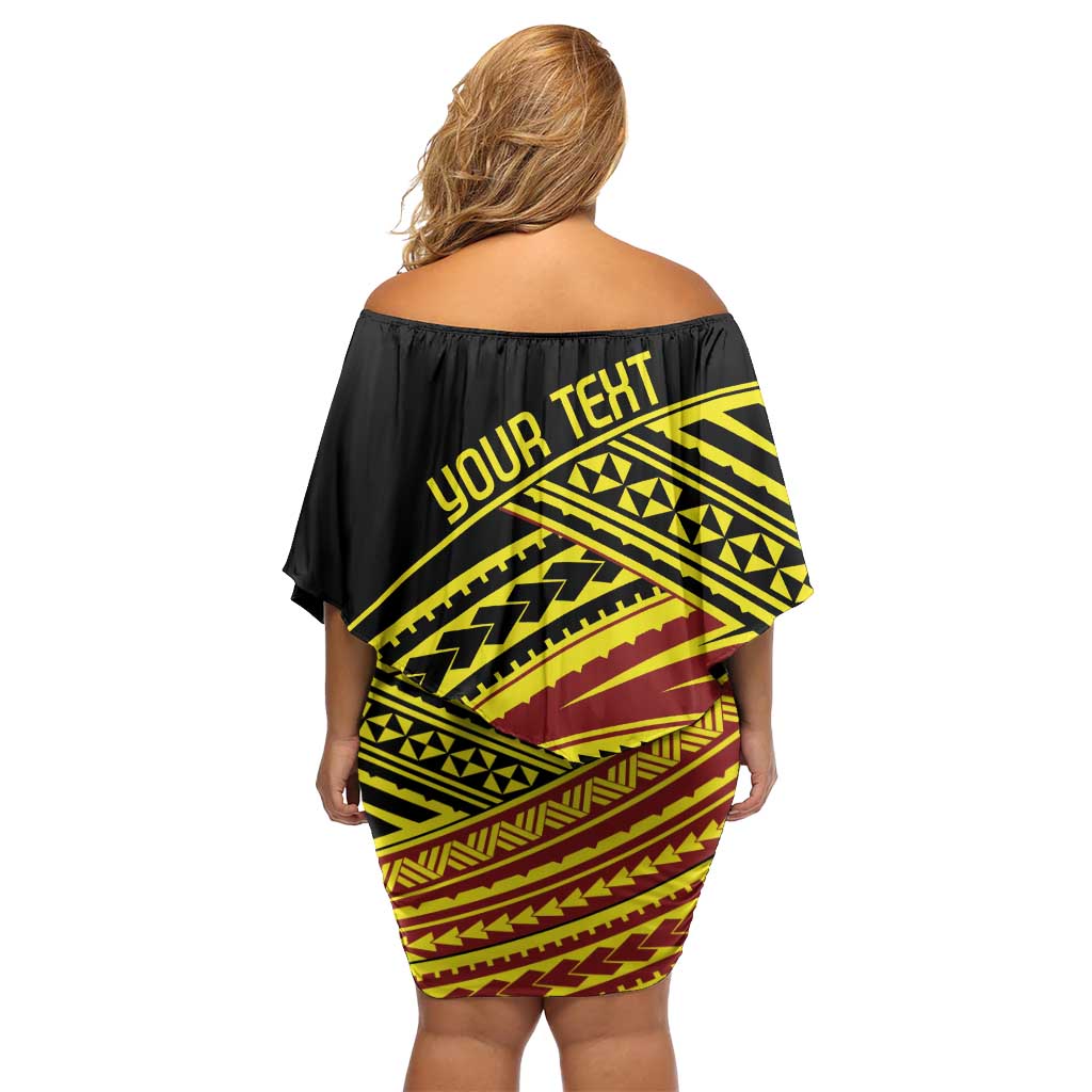 Personalised Tonga Ha apai High School Off Shoulder Short Dress Ngatu Fonulei Pattern