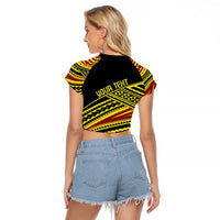 Personalised Tonga Ha apai High School Raglan Cropped T Shirt Ngatu Fonulei Pattern