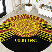 Personalised Tonga Ha apai High School Round Carpet Ngatu Fonulei Pattern LT9 Gold - Polynesian Pride