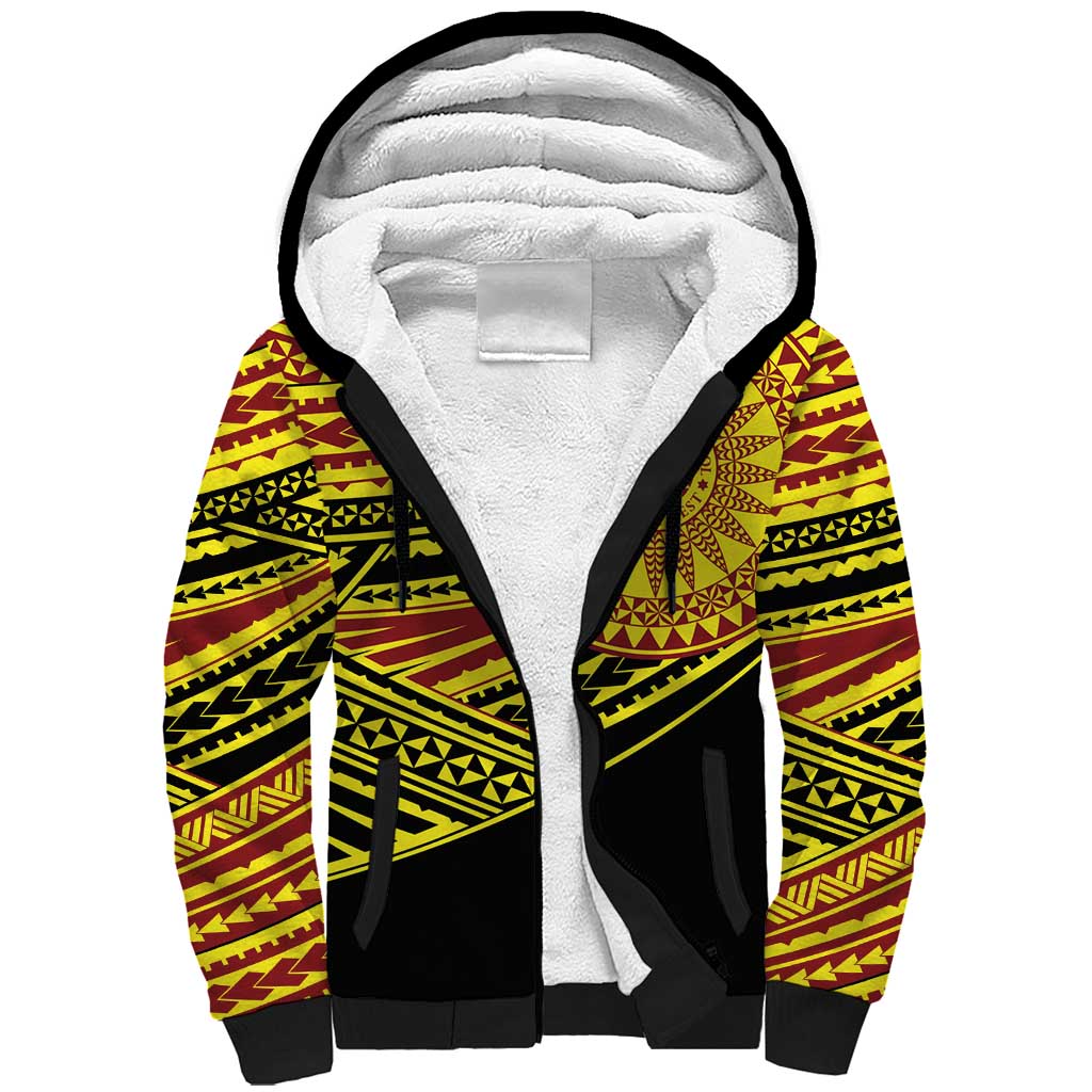 Personalised Tonga Ha apai High School Sherpa Hoodie Ngatu Fonulei Pattern