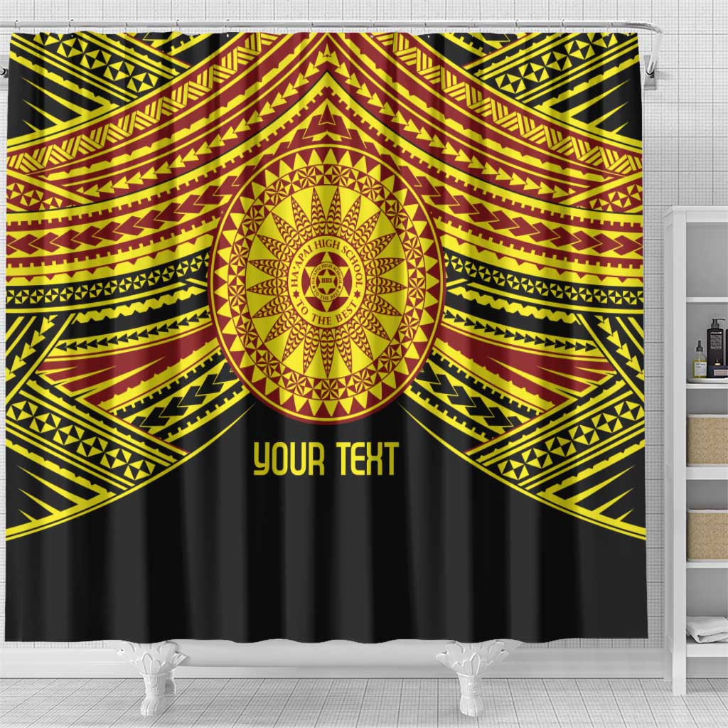 Personalised Tonga Ha apai High School Shower Curtain Ngatu Fonulei Pattern LT9 - Polynesian Pride