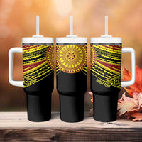 Personalised Tonga Ha apai High School Tumbler With Handle Ngatu Fonulei Pattern