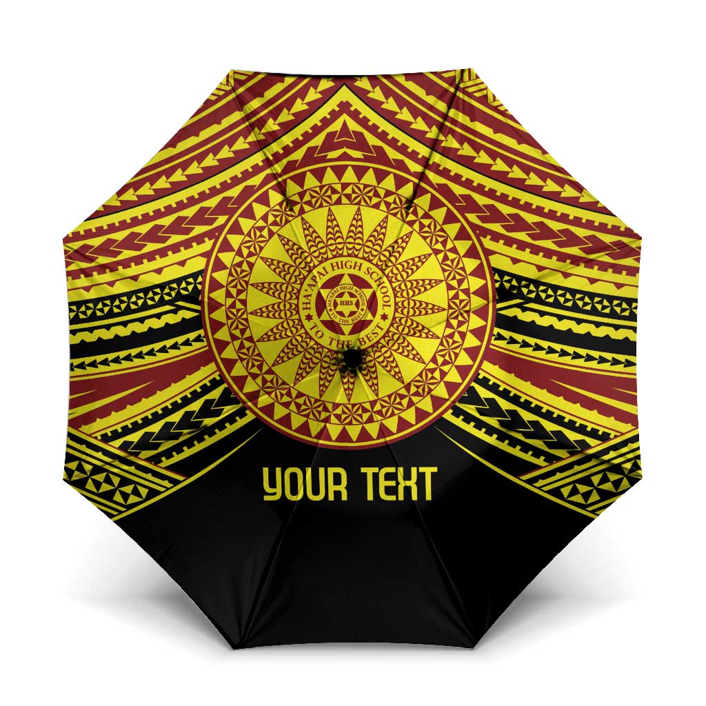 Personalised Tonga Ha apai High School Umbrella Ngatu Fonulei Pattern - Polynesian Pride