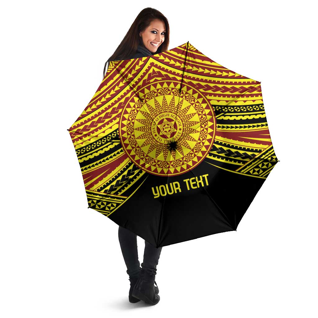 Personalised Tonga Ha apai High School Umbrella Ngatu Fonulei Pattern - Polynesian Pride