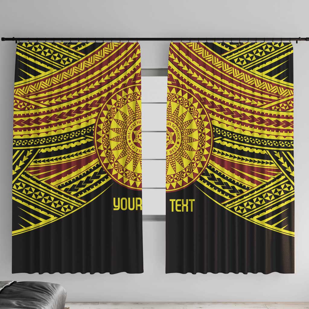 Personalised Tonga Ha apai High School Window Curtain Ngatu Fonulei Pattern