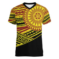 Personalised Tonga Ha apai High School Women V-Neck T-Shirt Ngatu Fonulei Pattern