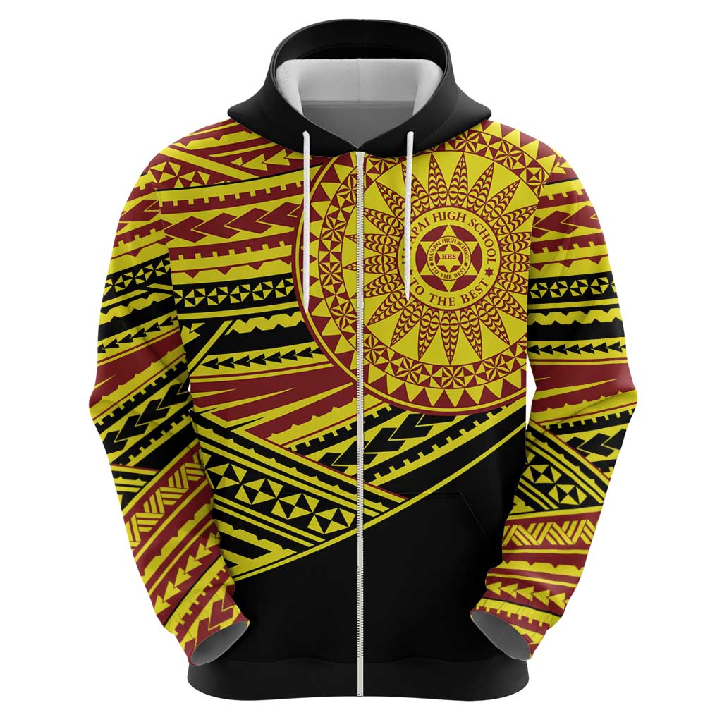 Personalised Tonga Ha apai High School Zip Hoodie Ngatu Fonulei Pattern