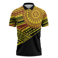 Personalised Tonga Ha apai High School Zipper Polo Shirt Ngatu Fonulei Pattern - Polynesian Pride