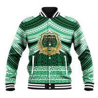 Personalised Tonga Saineha High School Baseball Jacket Polynesian Ngatu Tribal