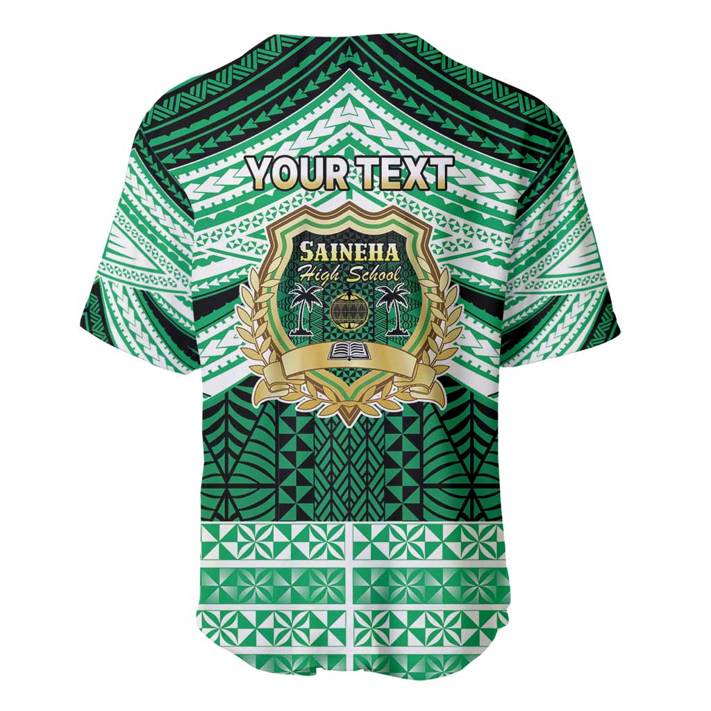 Personalised Tonga Saineha High School Baseball Jersey Polynesian Ngatu Tribal