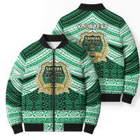 Personalised Tonga Saineha High School Bomber Puffer Jacket Polynesian Ngatu Tribal - Polynesian Pride