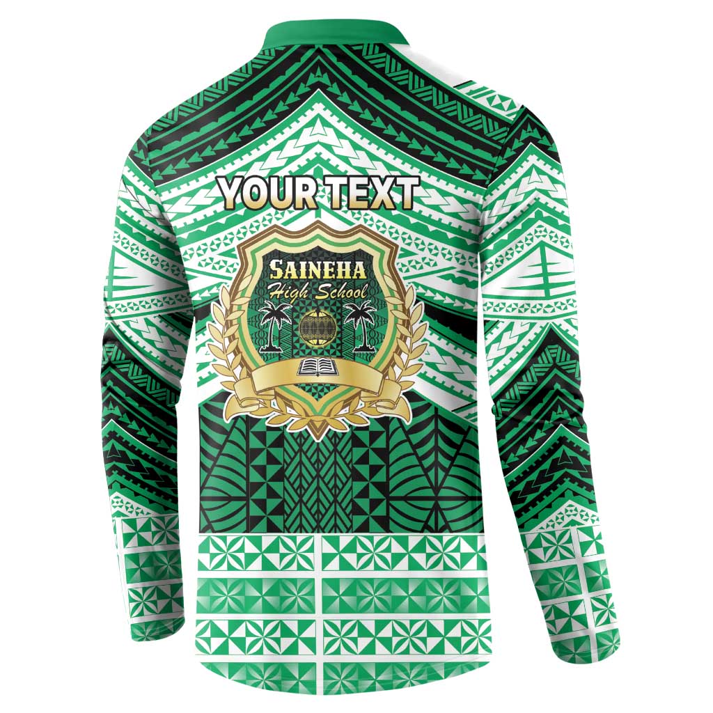 Personalised Tonga Saineha High School Button Sweatshirt Polynesian Ngatu Tribal