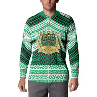 Personalised Tonga Saineha High School Button Sweatshirt Polynesian Ngatu Tribal