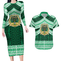 Personalised Tonga Saineha High School Couples Matching Long Sleeve Bodycon Dress and Hawaiian Shirt Polynesian Ngatu Tribal