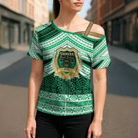 Personalised Tonga Saineha High School Cross Shoulder Shirt Polynesian Ngatu Tribal - Polynesian Pride