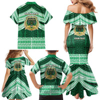 Personalised Tonga Saineha High School Family Matching Mermaid Dress and Hawaiian Shirt Polynesian Ngatu Tribal