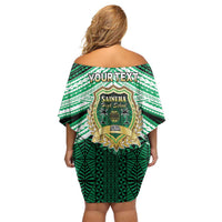 Personalised Tonga Saineha High School Family Matching Off Shoulder Short Dress and Hawaiian Shirt Polynesian Ngatu Tribal