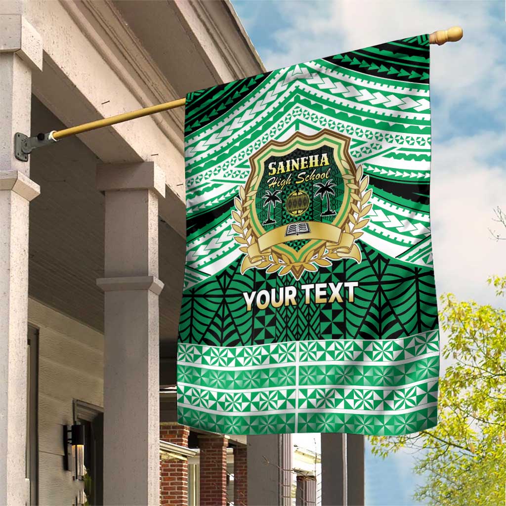 Personalised Tonga Saineha High School Garden Flag Polynesian Ngatu Tribal LT9 House Flag Green - Polynesian Pride