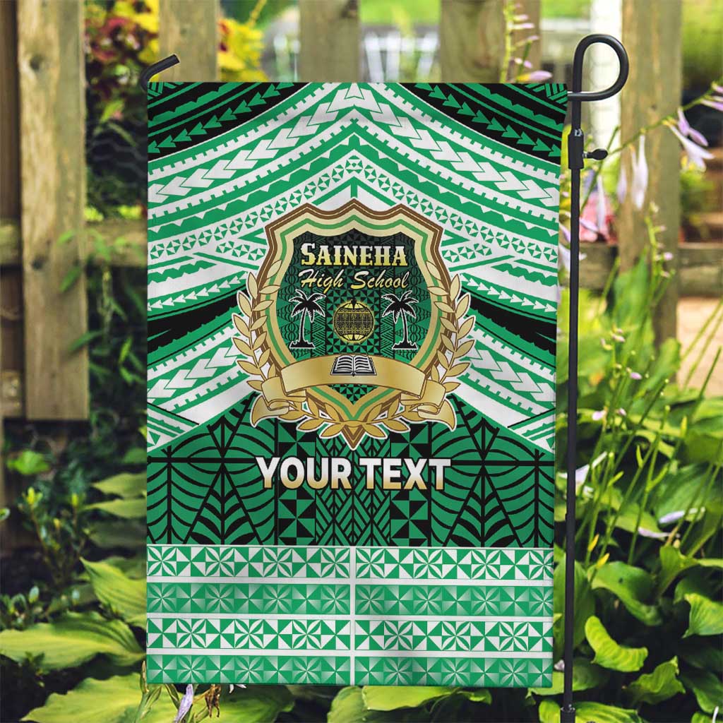Personalised Tonga Saineha High School Garden Flag Polynesian Ngatu Tribal LT9 Garden Flag Green - Polynesian Pride