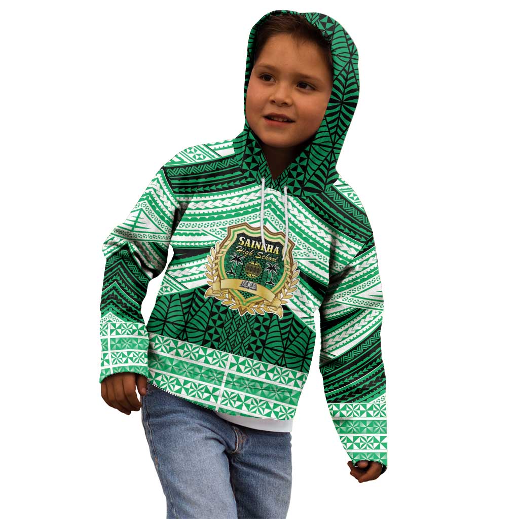 Personalised Tonga Saineha High School Kid Hoodie Polynesian Ngatu Tribal