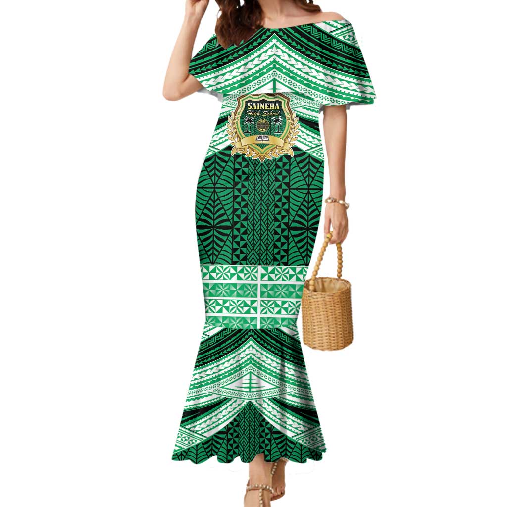 Personalised Tonga Saineha High School Mermaid Dress Polynesian Ngatu Tribal