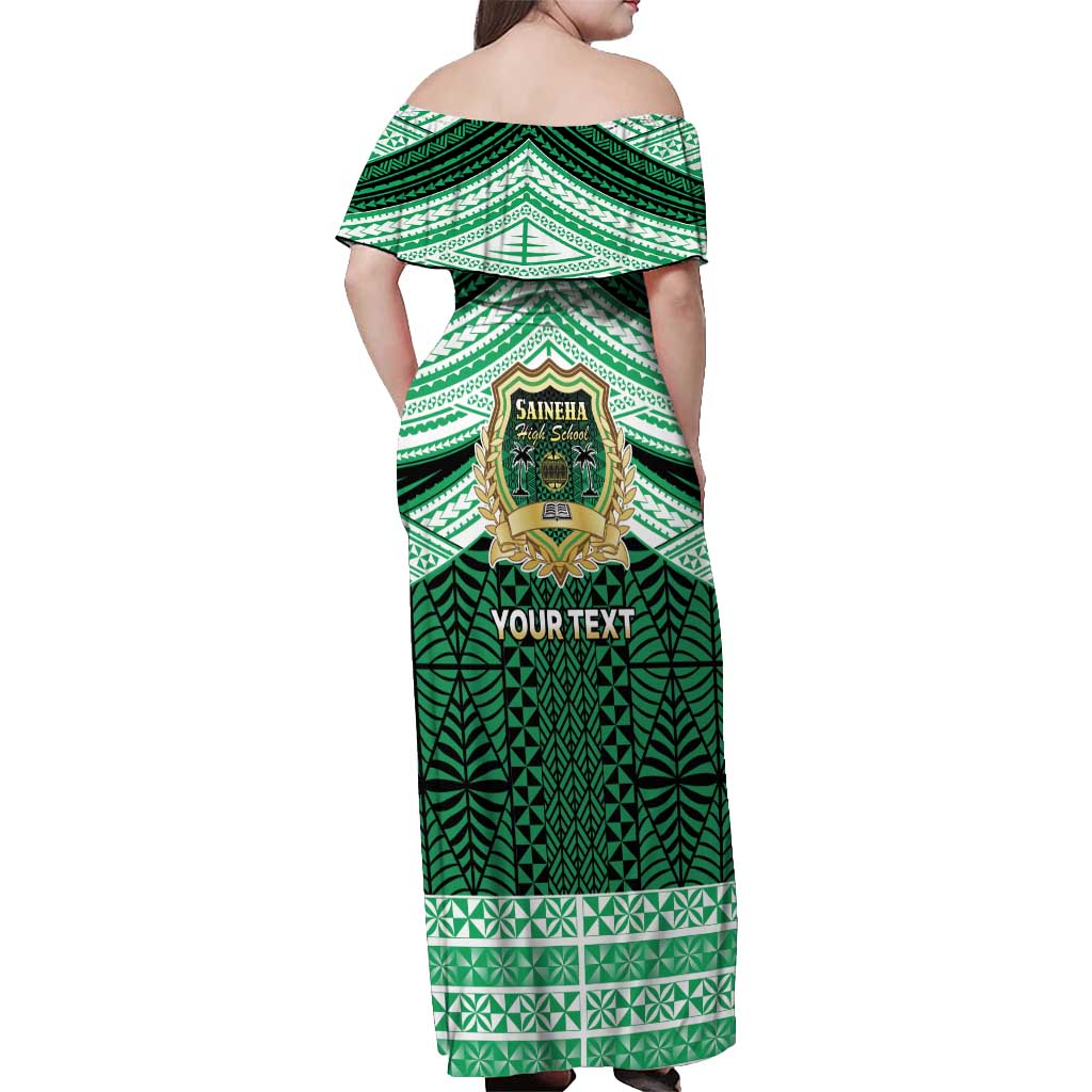 Personalised Tonga Saineha High School Off Shoulder Maxi Dress Polynesian Ngatu Tribal