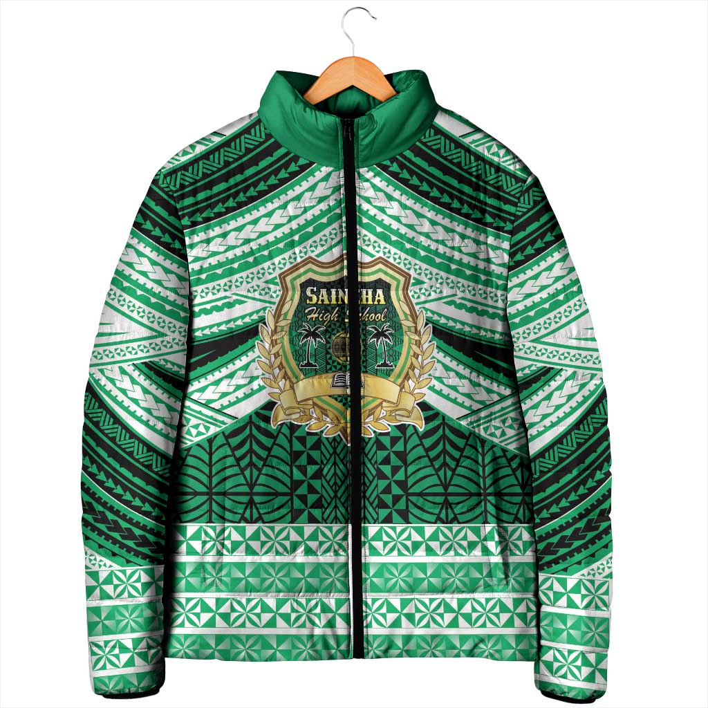 Personalised Tonga Saineha High School Padded Jacket Polynesian Ngatu Tribal - Polynesian Pride