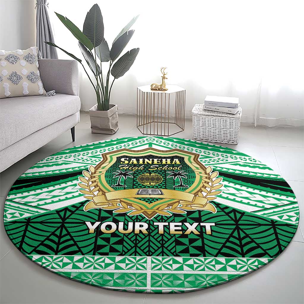 Personalised Tonga Saineha High School Round Carpet Polynesian Ngatu Tribal