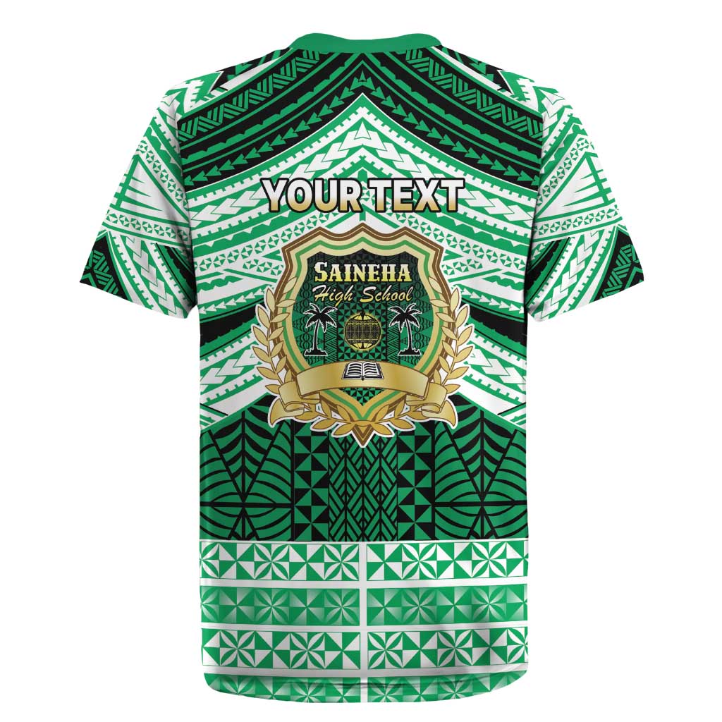 Personalised Tonga Saineha High School Rugby Jersey Polynesian Ngatu Tribal