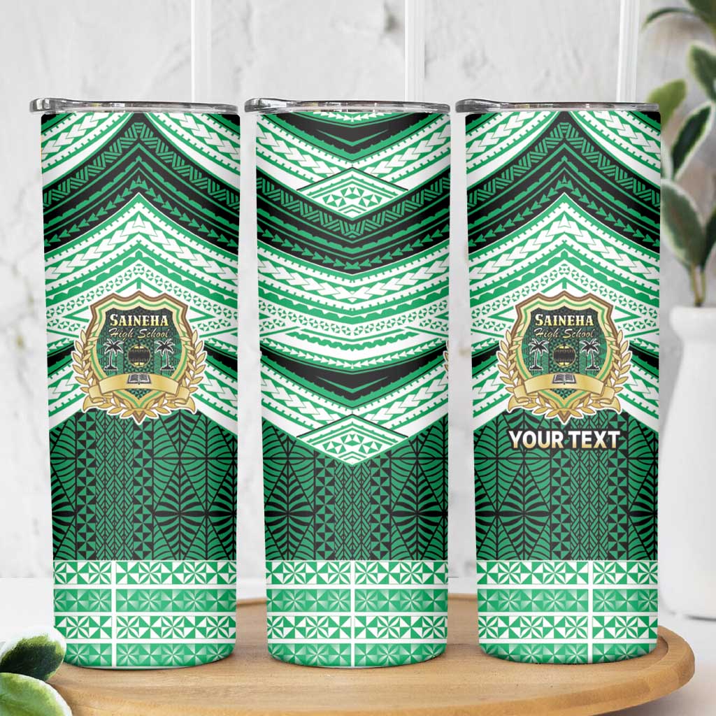 Personalised Tonga Saineha High School Skinny Tumbler Polynesian Ngatu Tribal