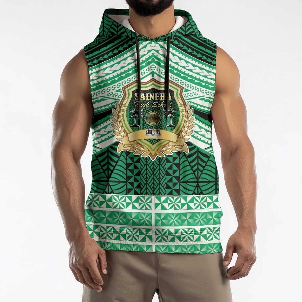 Personalised Tonga Saineha High School Sleeveless Hoodie Polynesian Ngatu Tribal - Polynesian Pride