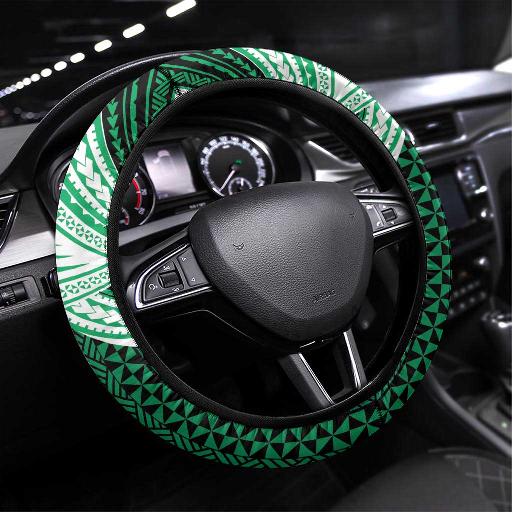 Tonga Saineha High School Steering Wheel Cover Polynesian Ngatu Tribal