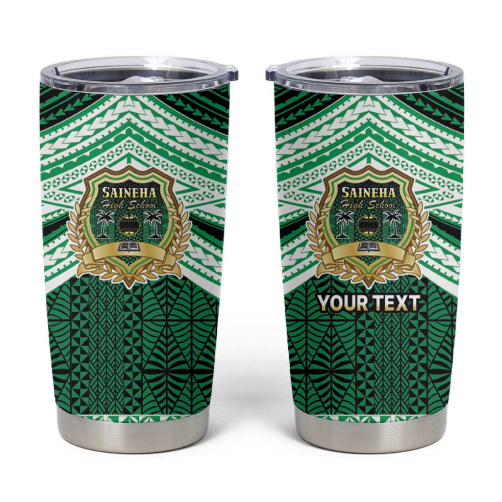 Personalised Tonga Saineha High School Tumbler Cup Polynesian Ngatu Tribal