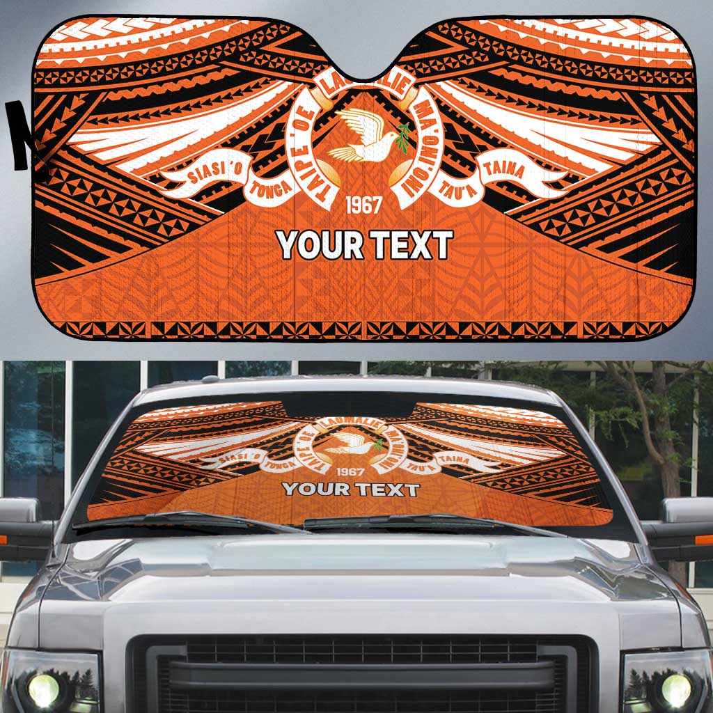 Personalised Tonga Tailulu College Auto Sun Shade Polynesian Ngatu Tribal - Polynesian Pride