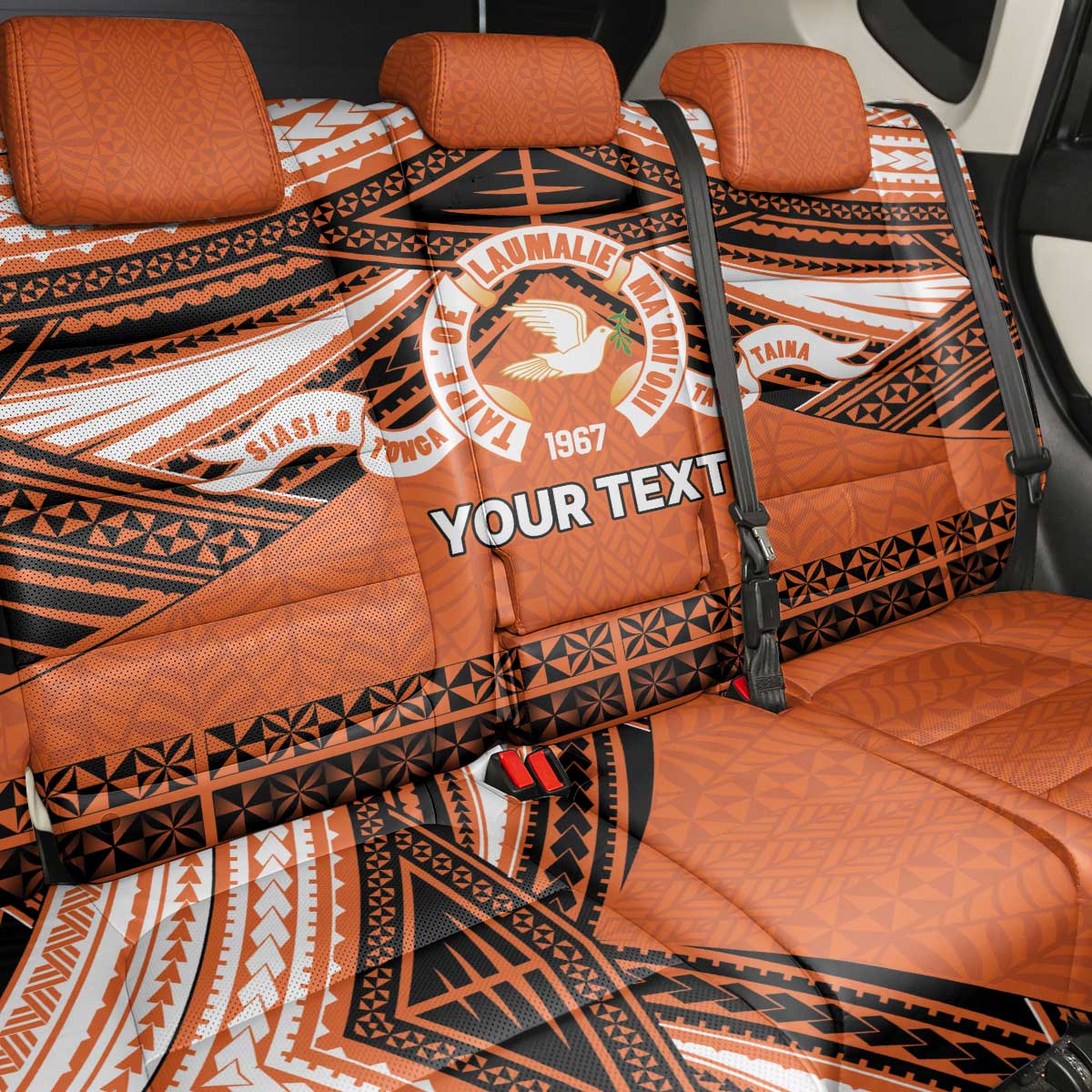 Personalised Tonga Tailulu College Back Car Seat Cover Polynesian Ngatu Tribal