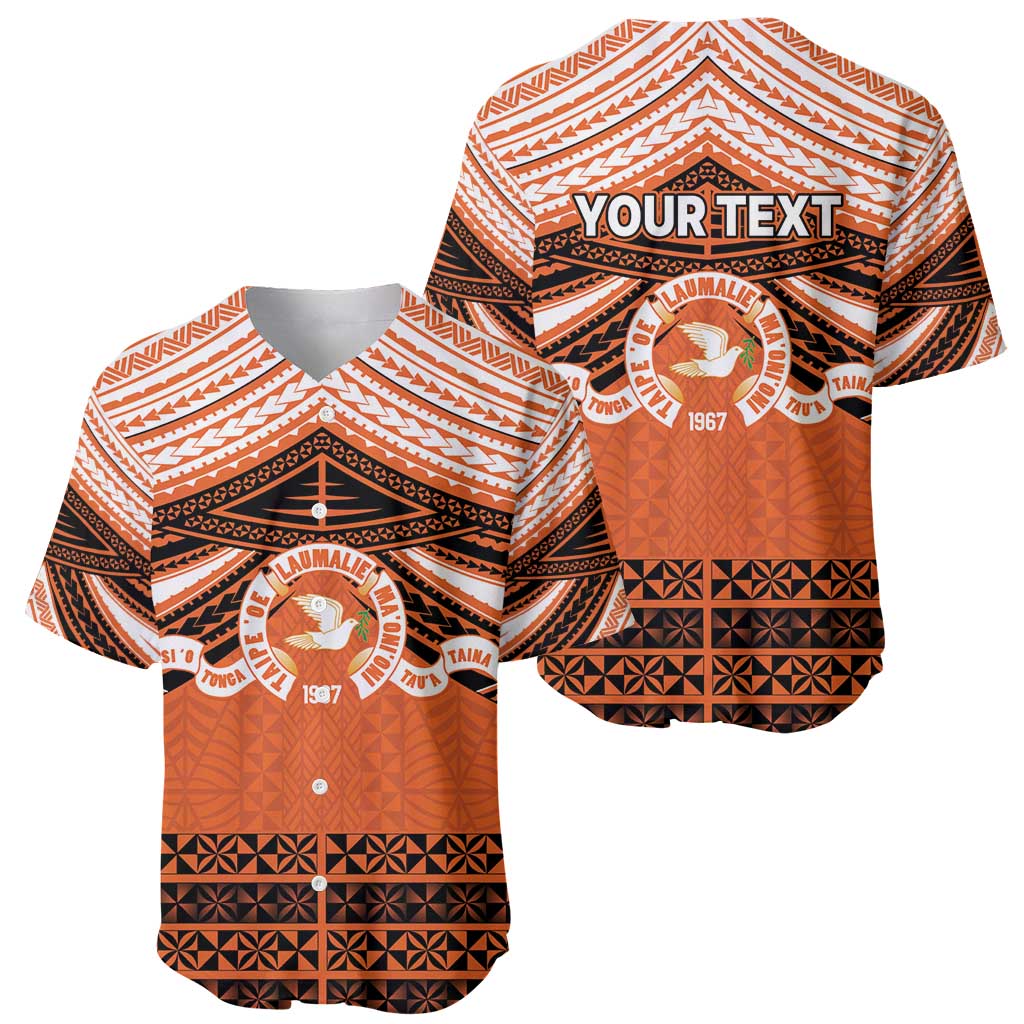 Personalised Tonga Tailulu College Baseball Jersey Polynesian Ngatu Tribal